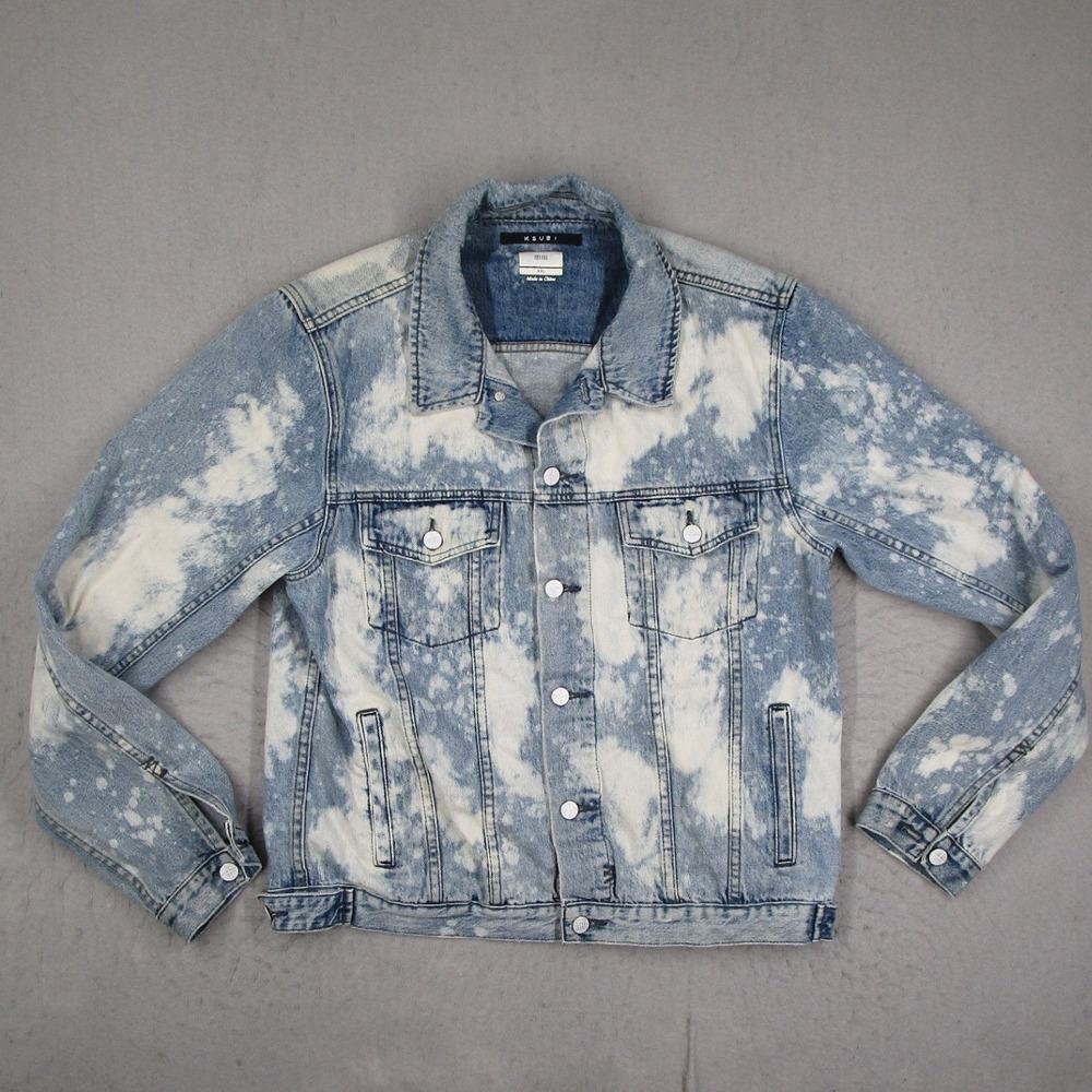 Ksubi Classic Jacket Marblizer Blue Acid Wash Denim Trucker Mens XXL 1000065331